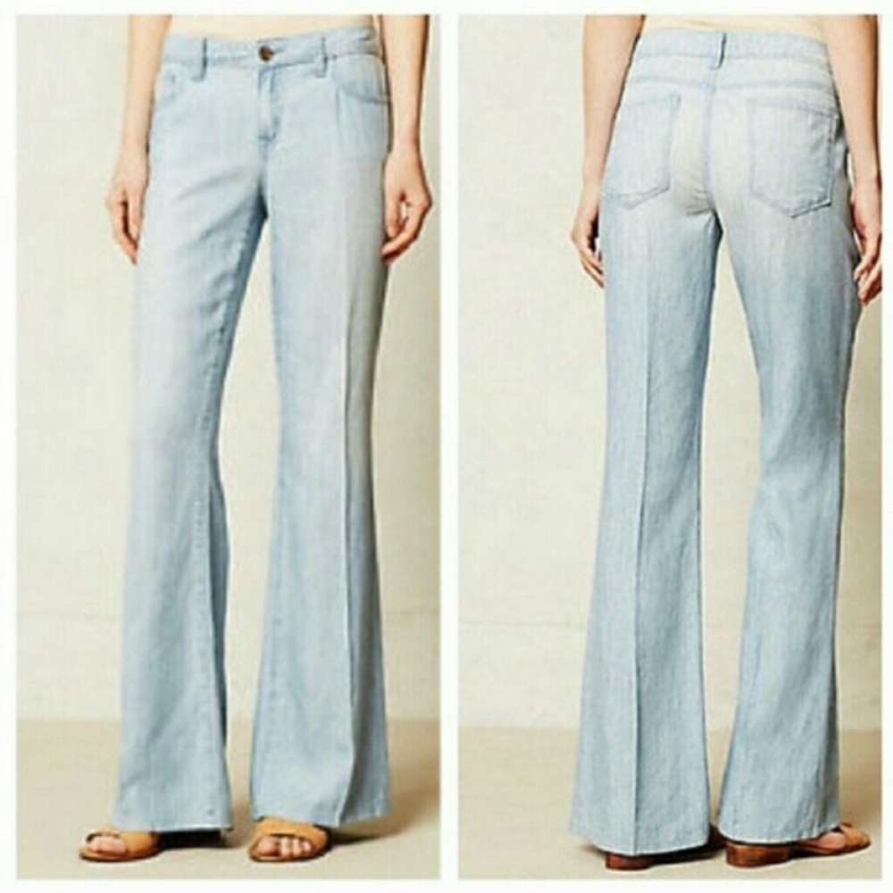Anthropologie Level 99 light denim wide leg pants